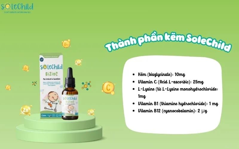 Thành phần kẽm SoleChild gồm những gì mà giúp bé ăn ngon, đề kháng khỏe?