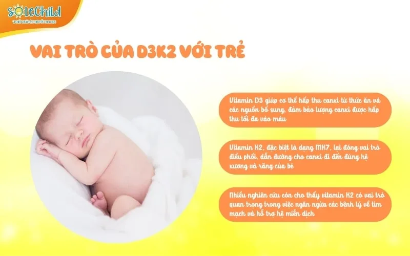 Bổ sung vitamin D3K2 cho trẻ sơ sinh mang lại tác dụng gì? Dùng như thế nào cho đúng?