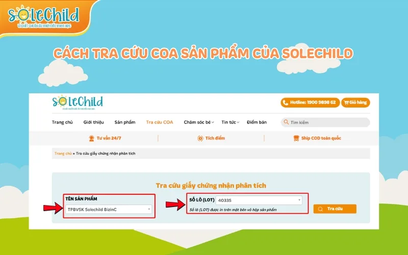 Hướng dẫn cách tra cứu và đọc giấy chứng nhận phân tích (COA) SoleChild