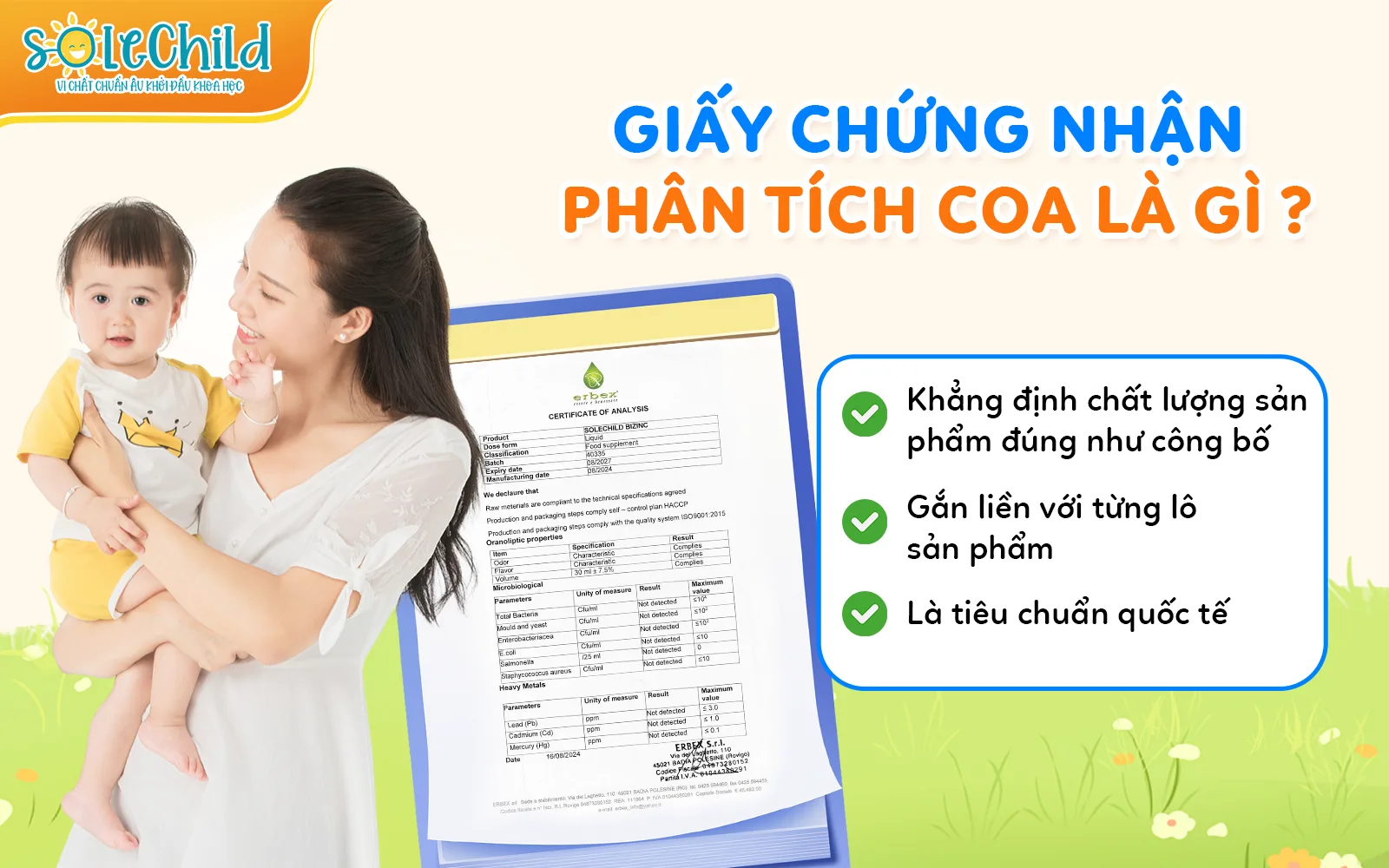 Hướng dẫn cách tra cứu và đọc giấy chứng nhận phân tích (COA) SoleChild