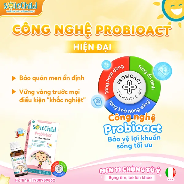 Men 11 chủng Solechild giá bao nhiêu? Mua men chính hãng ở đâu? Công nghệ Probioact hiện đại bảo vệ lợi khuẩn