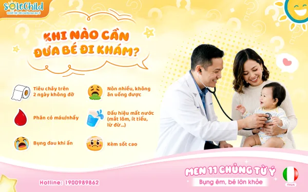 Làm gì khi trẻ bị tiêu chảy? 3 cách xử lí cho mẹ khi con bị tiêu chảy Khi nào cần đưa trẻ đi khám?